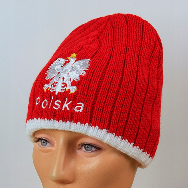 Czapka kibica zimowa orzełek Polska czerwona