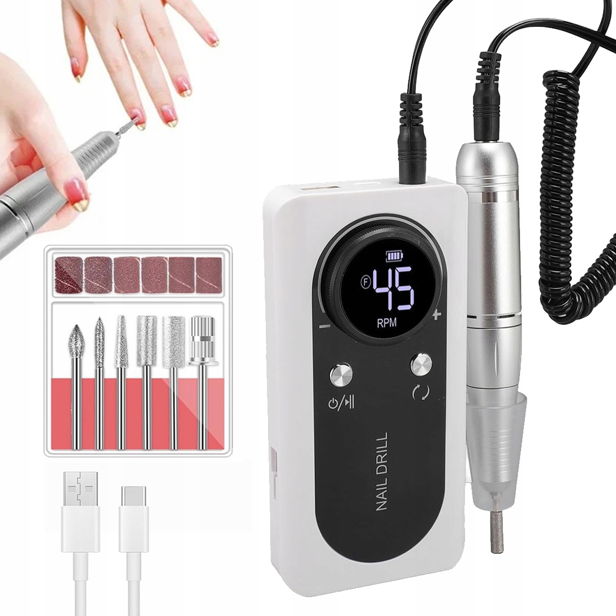 Profesionální Bruska Na Nehty Manikúra Pedikúra Silná 45 Tisíc Ot/min