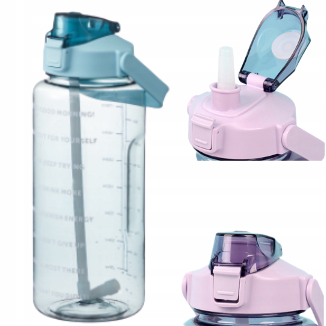 

Bidon 2L Na Wodę Motywacyjny Butelka Z Słomką