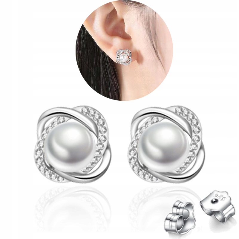 

Piękne Kolczyki Ze Srebra 925 Perła Dla Kobiet