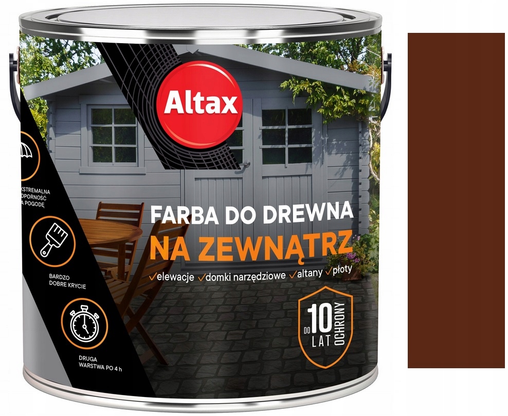 Altax Farba Do Drewna Brąz Ciemny Połysk 2.5L
