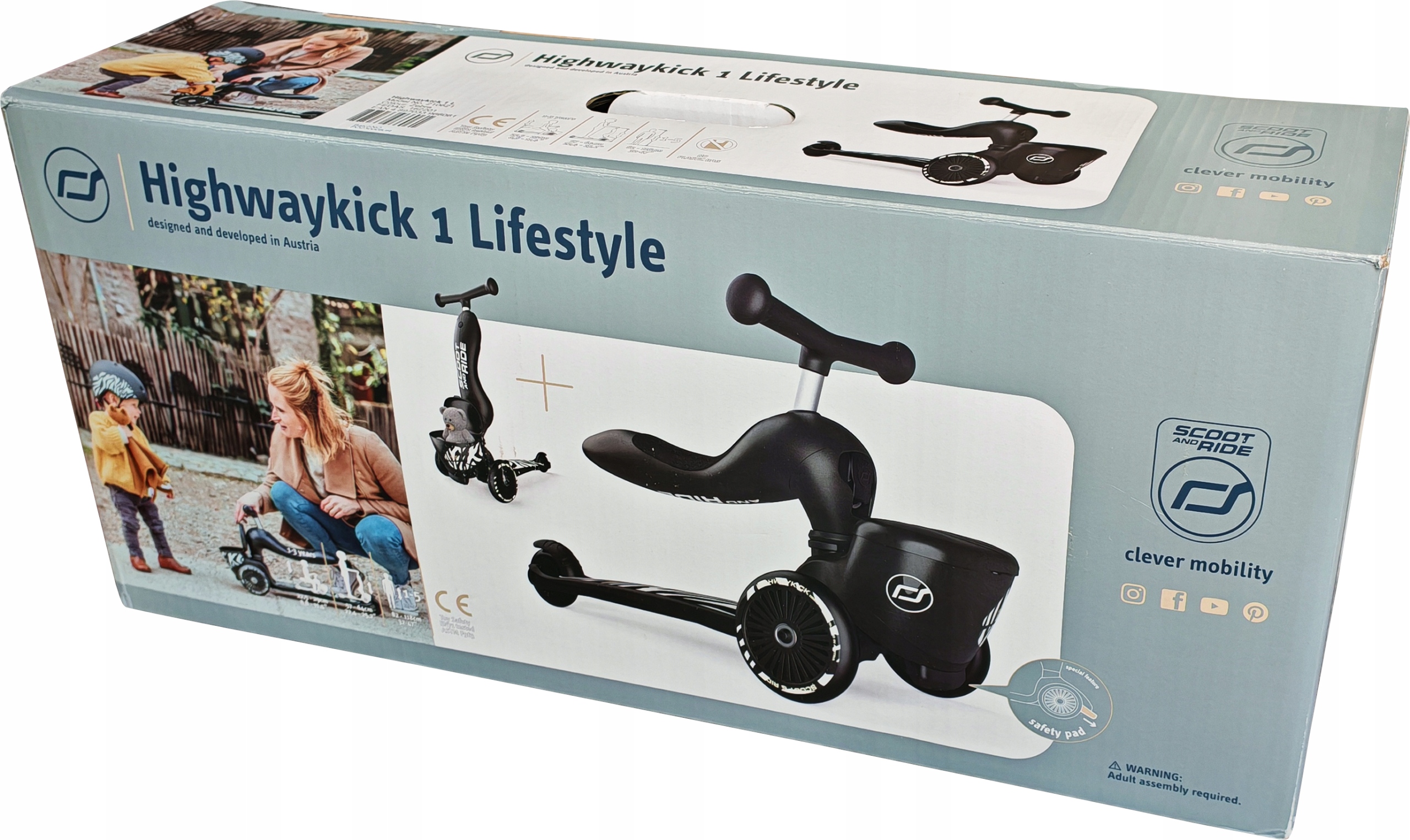 Hulajnoga Jeździk 2w1 Scoot And Ride Highwaykick 1 Lifestyle Czarny Zebra