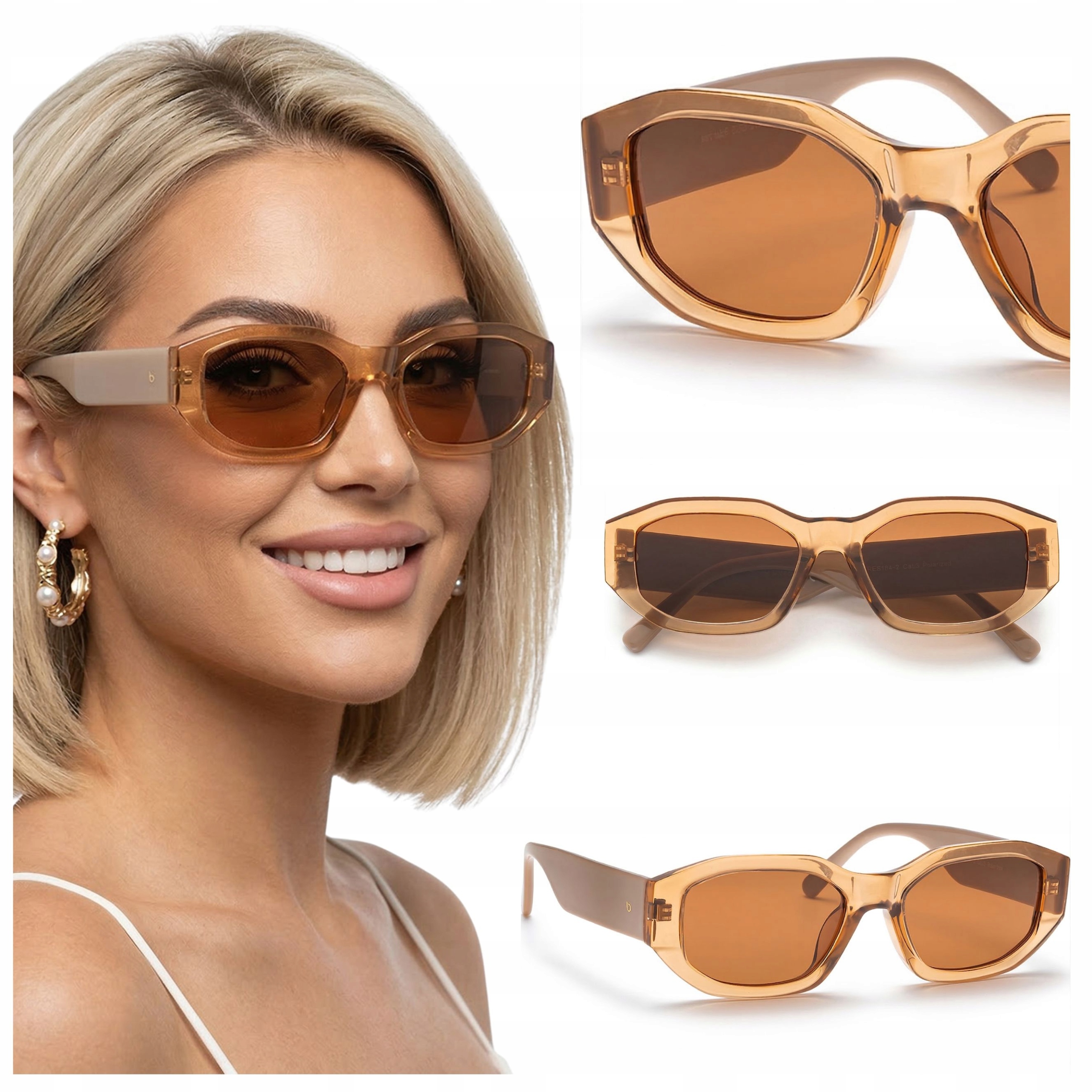 Okulary przeciwsłoneczne damskie z polaryzacją geometryczne modne Brilo