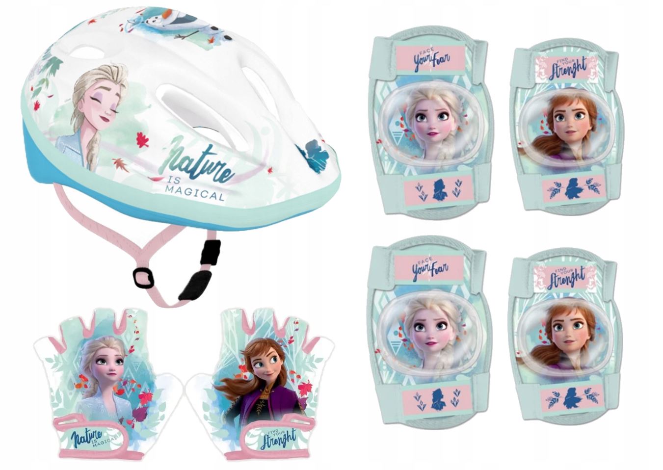 Zestaw Kraina Lodu Frozen Kask Ochraniacze Na Łokcie Kolana Rękawiczki