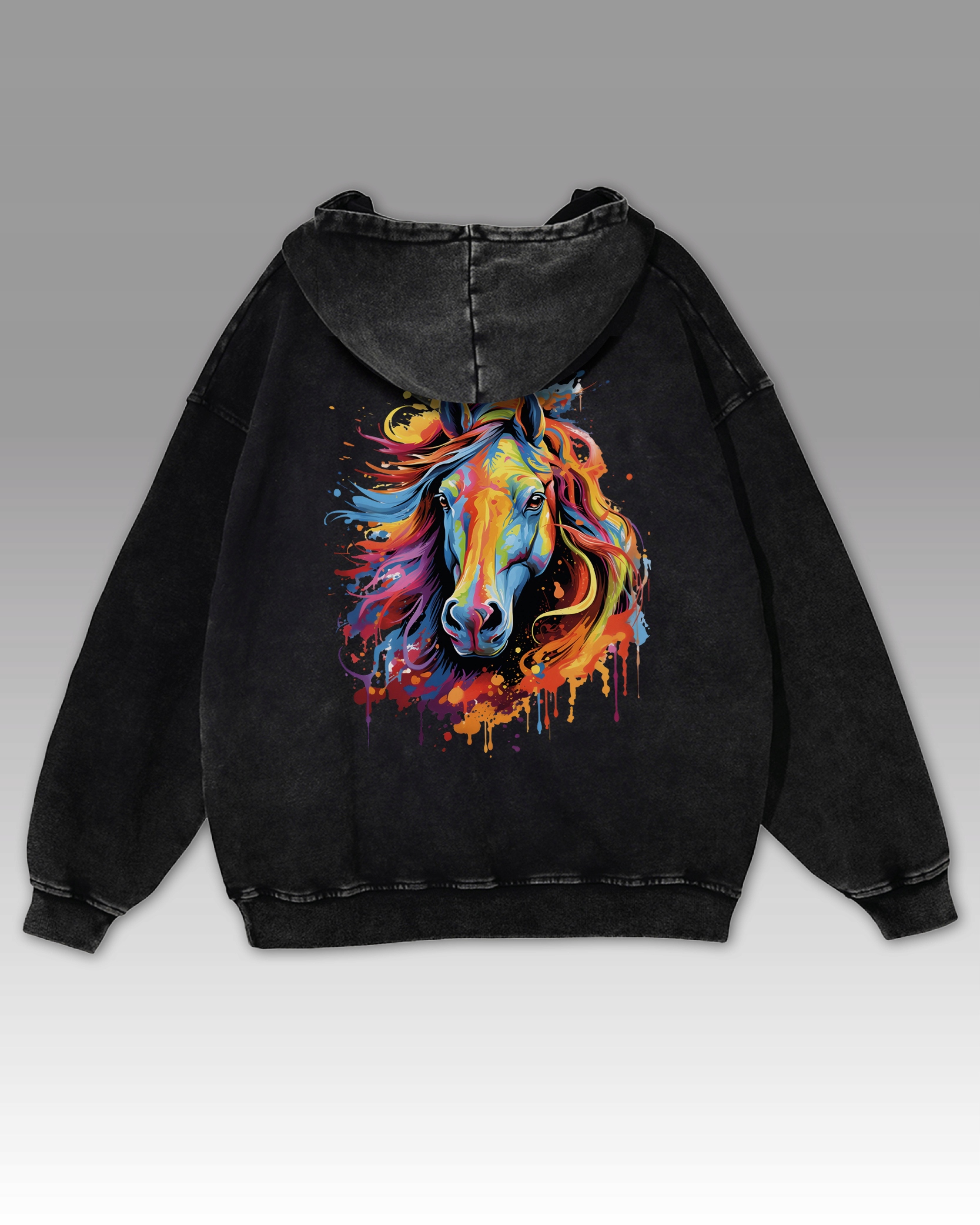 Mikina Horse Whisperer Zaklínač koní Barevný barevný kůň Černá L