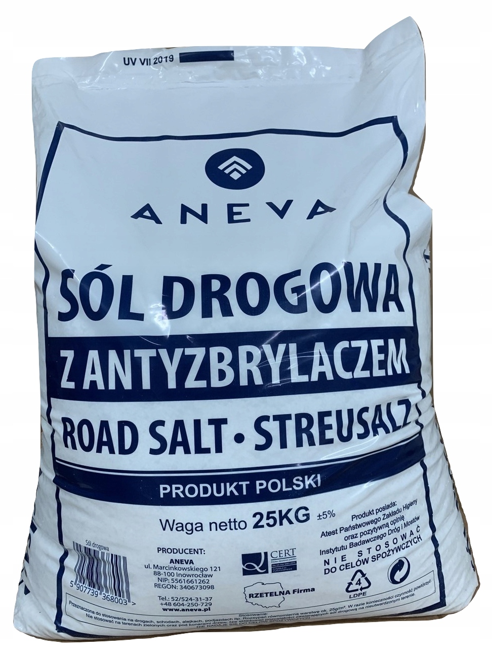 

Sól Drogowa z antyzbrylaczem 25kg , 1 Tona 1000 kg