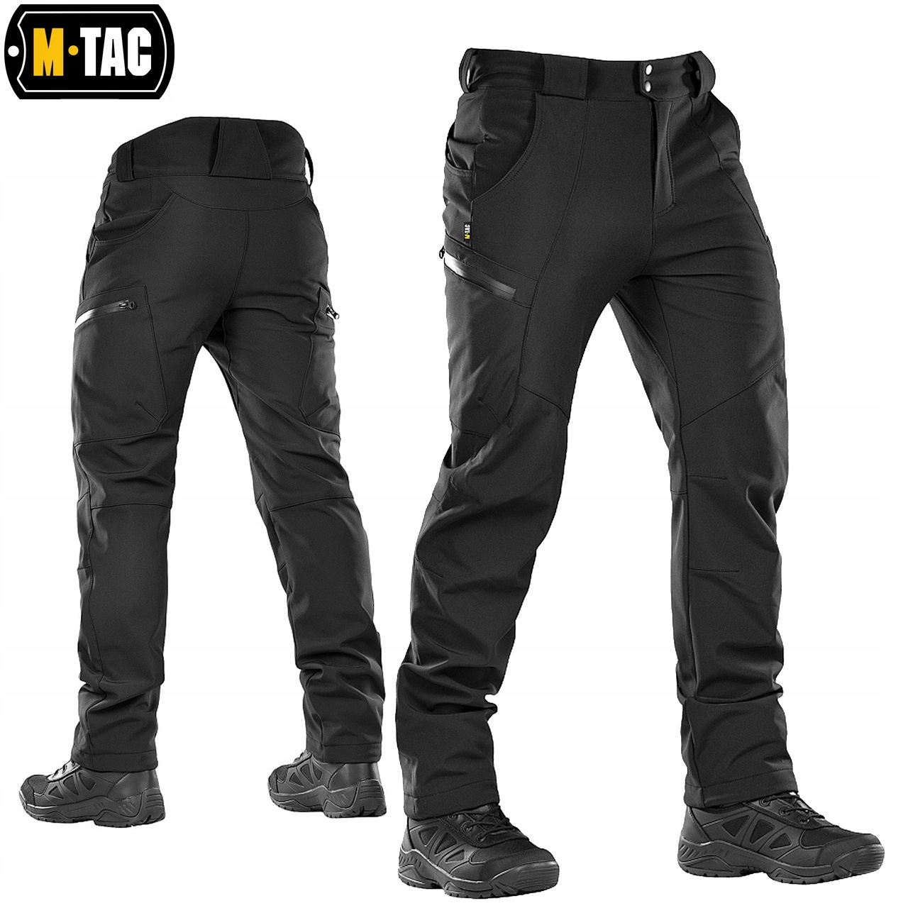 SPODNIE TREKKINGOWE MĘSKIE BOJÓWKI SOFTSHELL WINTER M-TAC CZARNE M Kod producenta 20306002-M