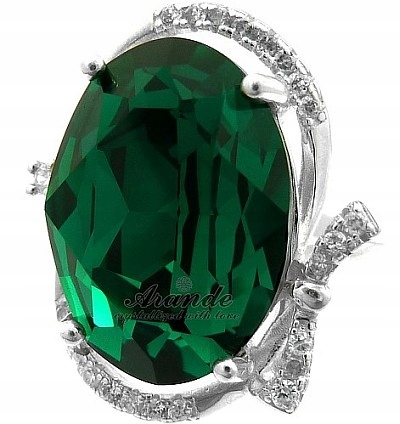 Krystaly Special Krásný Prstýnek Emerald Stříbro