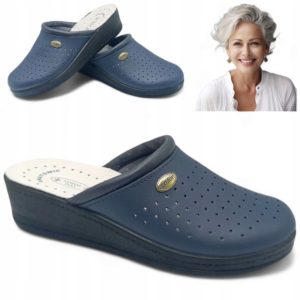 Dámské zdravotní Nazouváky 35 z kůže, zdravotní, hygienické, profilované Námořnická Modrá