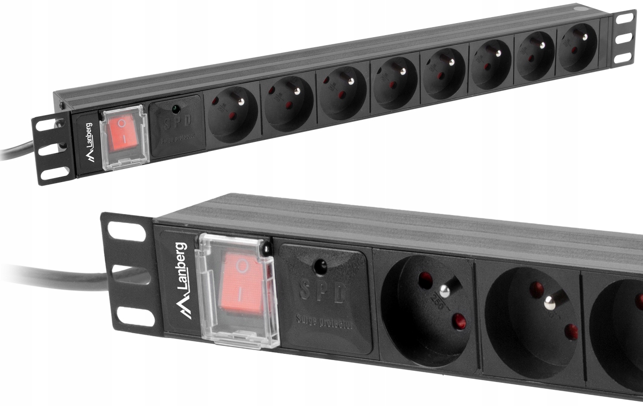 

Listwa Rack 19 Lanberg 1U 16A 8X 230V Pl 2M C14