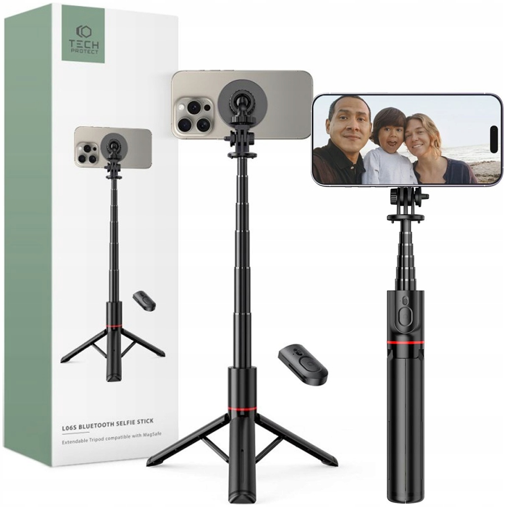 Tech-protect L06S Selfie Stick Statyw Bluetooth Do Magsafe Iphone 13 14 15