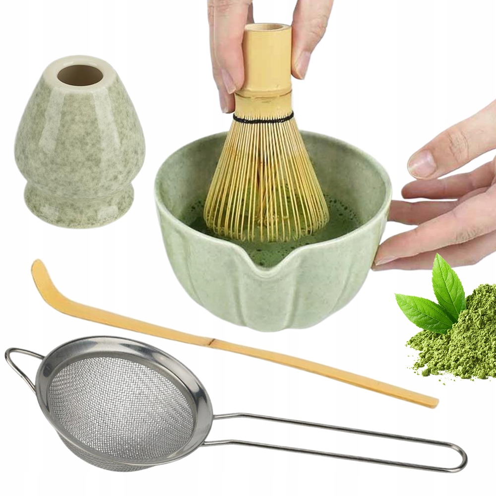 Dárková sada na čaj matcha 4-dílná sada podstavců, lžička