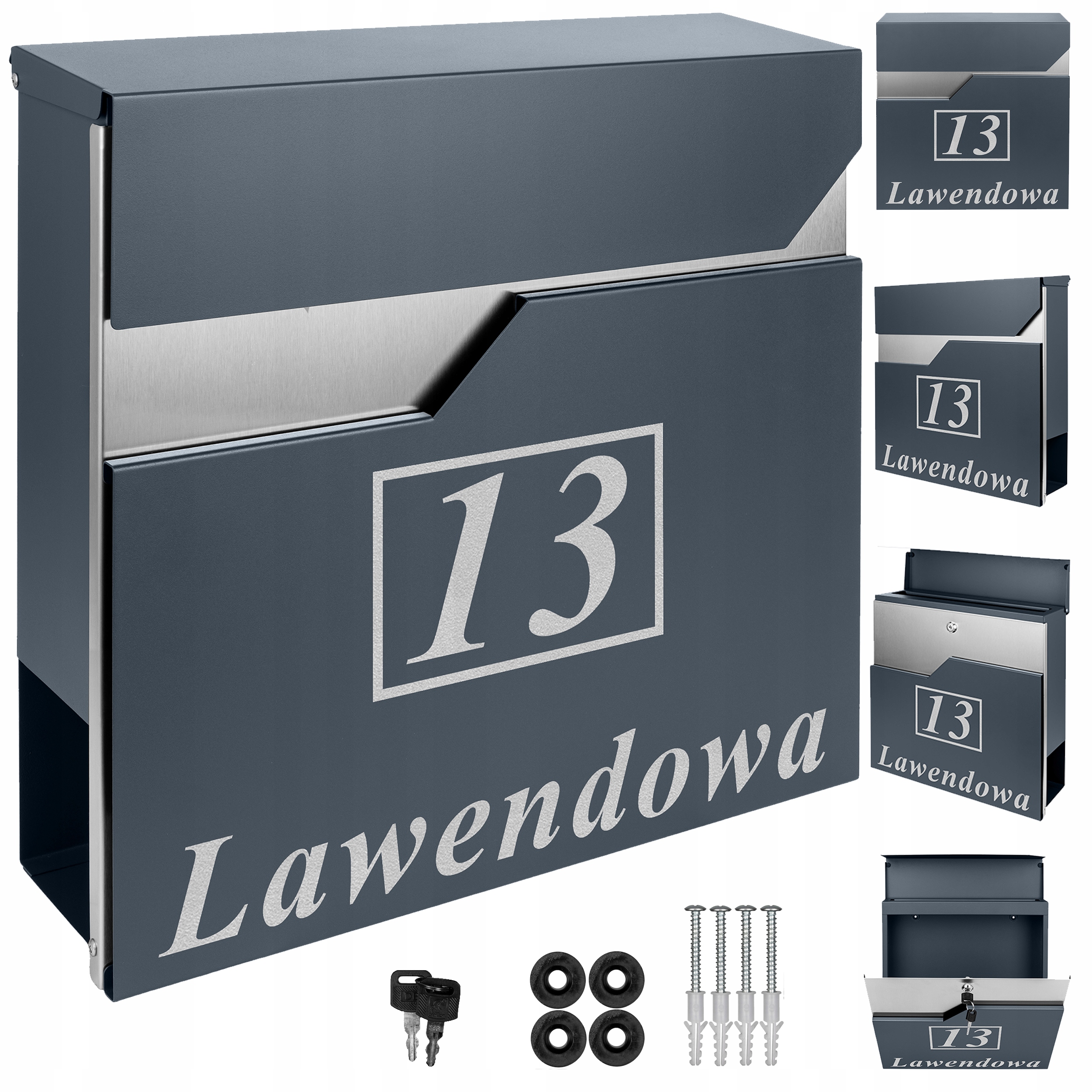 Poštovní Schránka S Adresou A Číslem Domu Personalizovaná Antracitová XXL