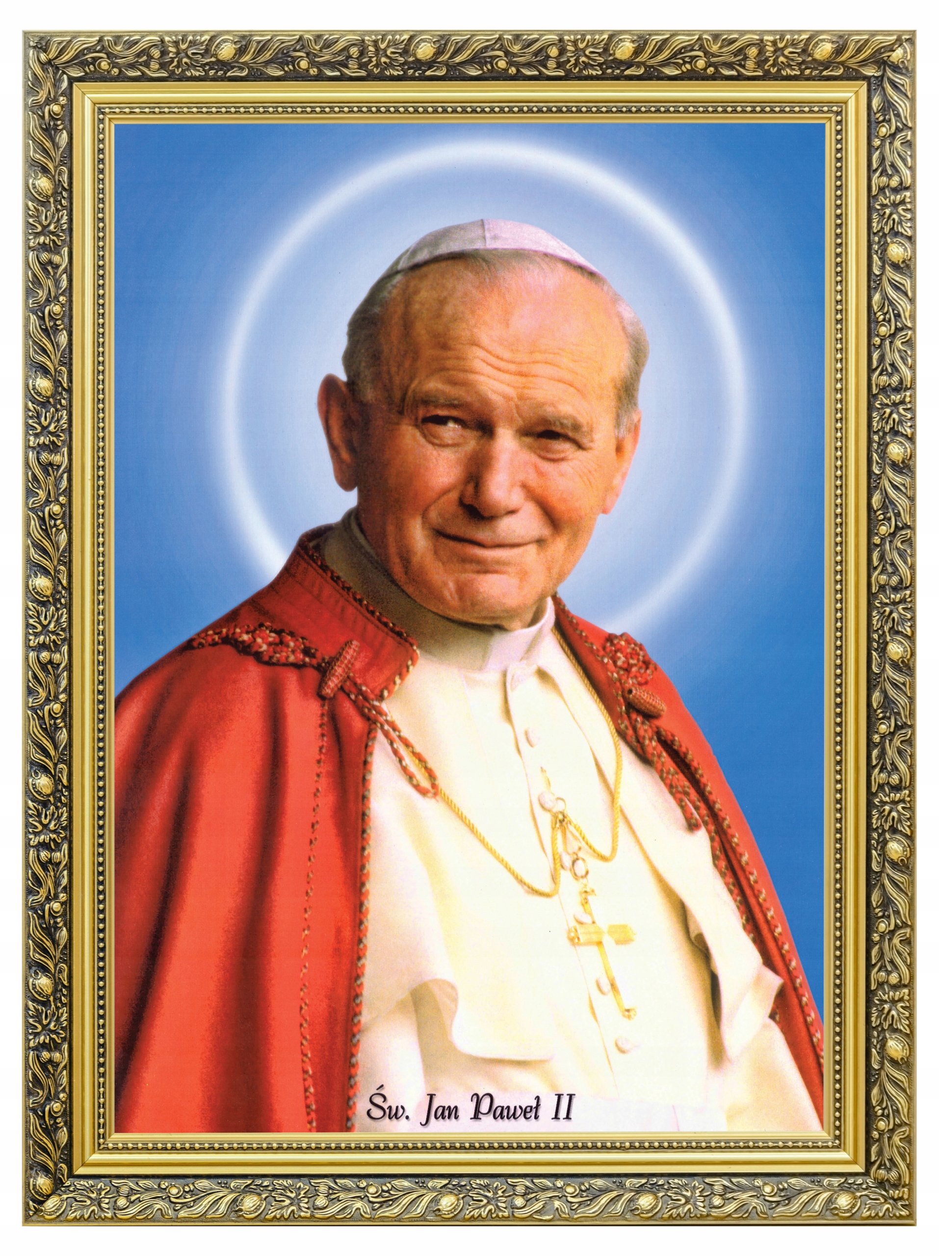 Jan Paweł II Wizerunek Beatyfikacyjny Obraz Na Płótnie W Złotej Ramie 60x80