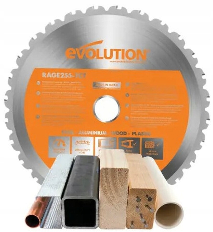 Pilarka ukośnica Evolution R255SMS-DB+ 255 mm z wielomateriałową tarczą TCT EAN (GTIN) 0849713081155