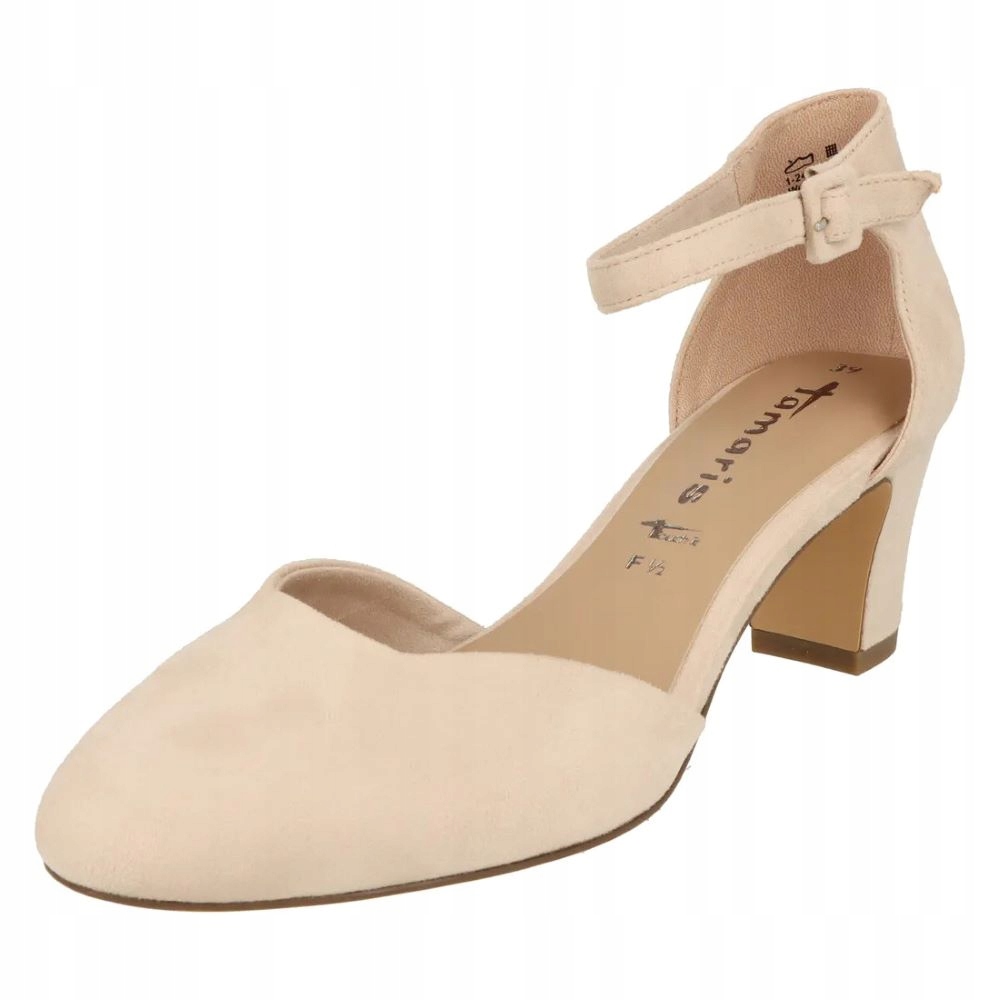 Czółenka z paskiem na obcasie Tamaris beżowe matowe rozm. 42