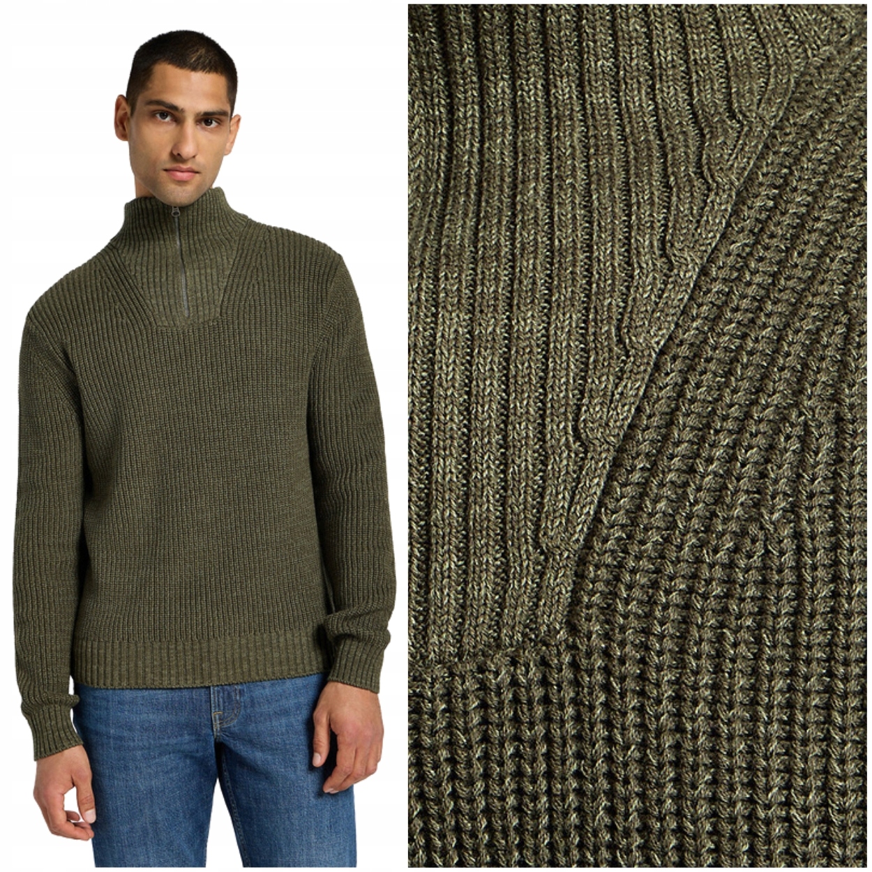 Lee Half Zip Knit Mercantile pánský svetr na zip se stojáčkem, 50% vlna, XXL