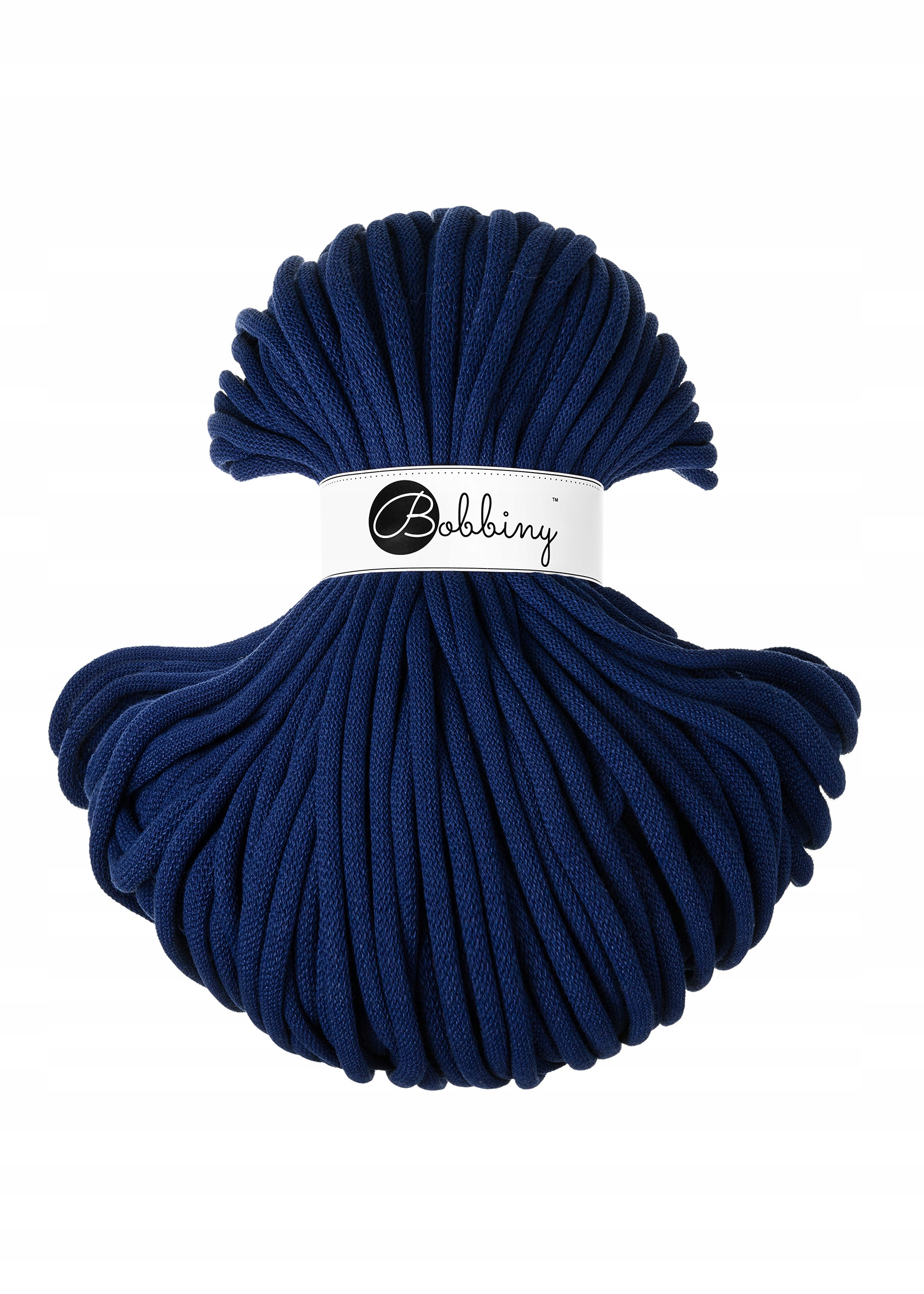 Pletená bavlněná šňůra Bobbiny Jumbo Ink Blue 9 mm 100 m