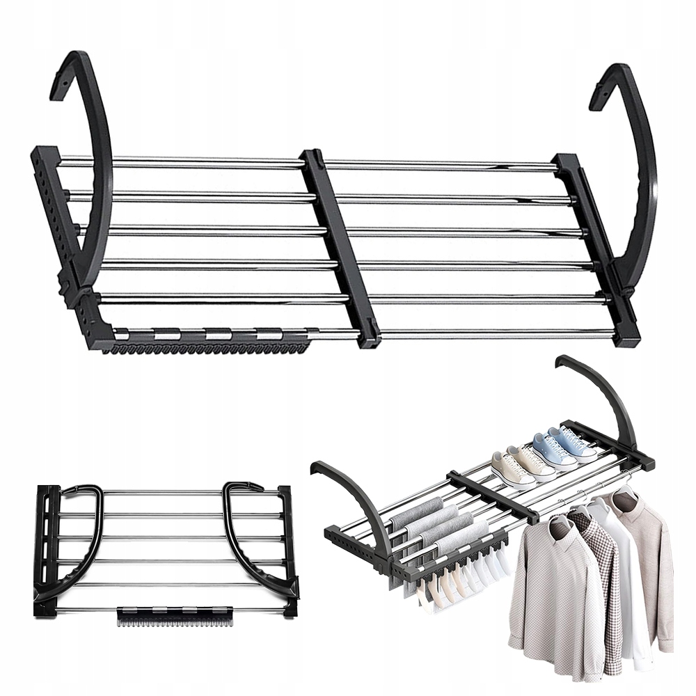 Levně Černý Sušák prádla 64-110 cm odolný