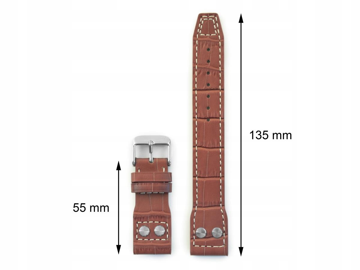 Pásek Na Hodinky Iwc Pilot Nieten 21/18 Premium Kožený Zlato Hnědý 21mm