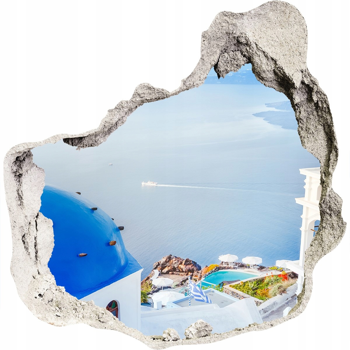 

Fototapeta dziura na ścianę 3d Santorini Grecja