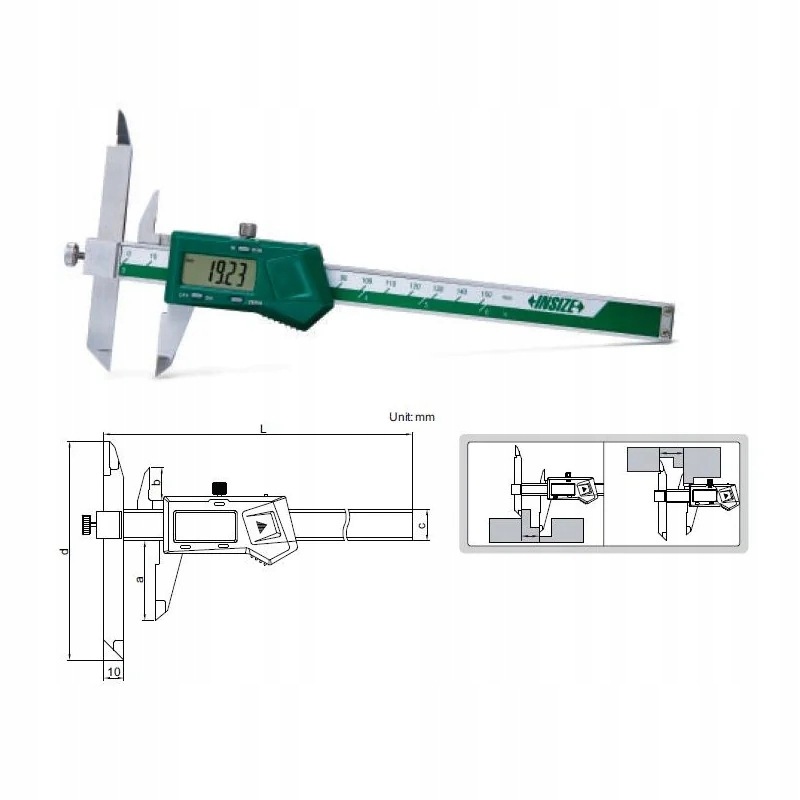 Suwmiarka elektroniczna z przesuwną szczęką 150 mm 0-6" Insize 1186-150A