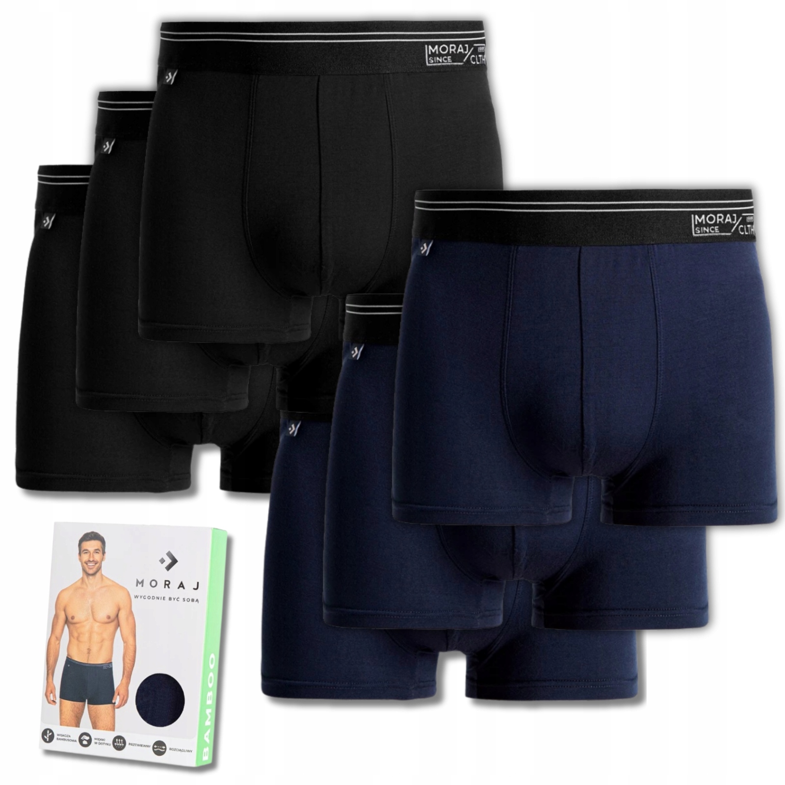 6 x Pánské Boxerky Bambusová sada Premium Elegantní Moraj XL
