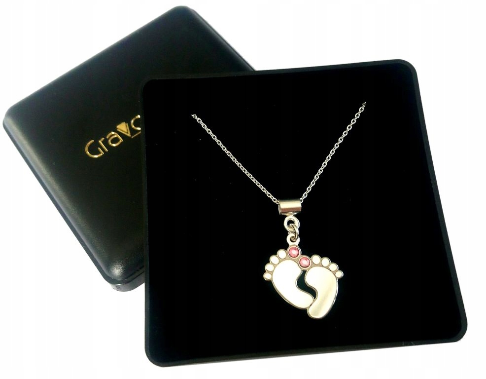 

Naszyjnik 45 stópki Swarovski Grawer Srebro 925