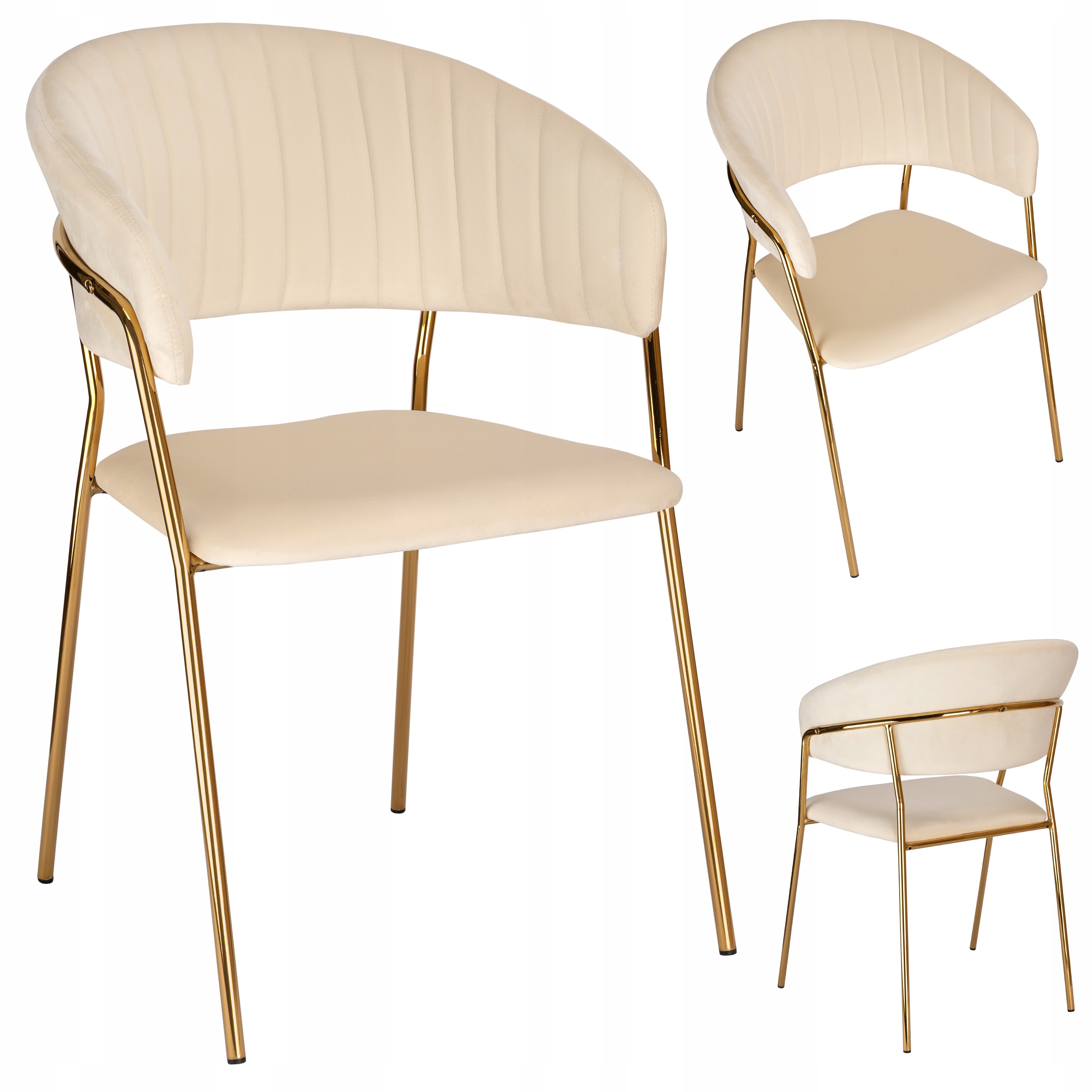 Krzesło welurowe beżowe Colin Gold