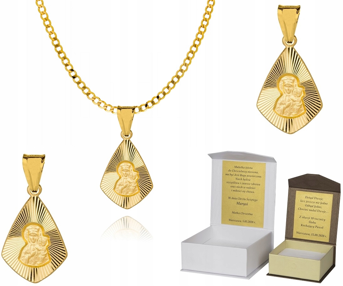 Zlatý řetízek stříbro Medailon Matka Boží 55 cm Dedikace P4M26
