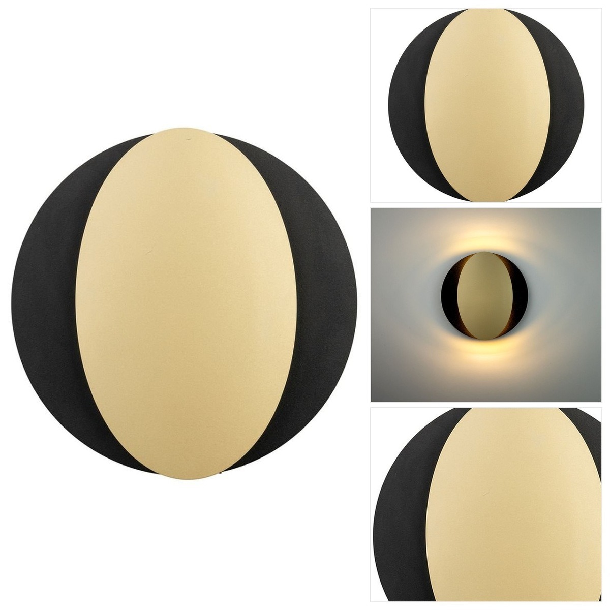 Nástěnné svítidlo Ovo zlaté, moderní vyřezávaná forma nad krbem Sigma Lighting