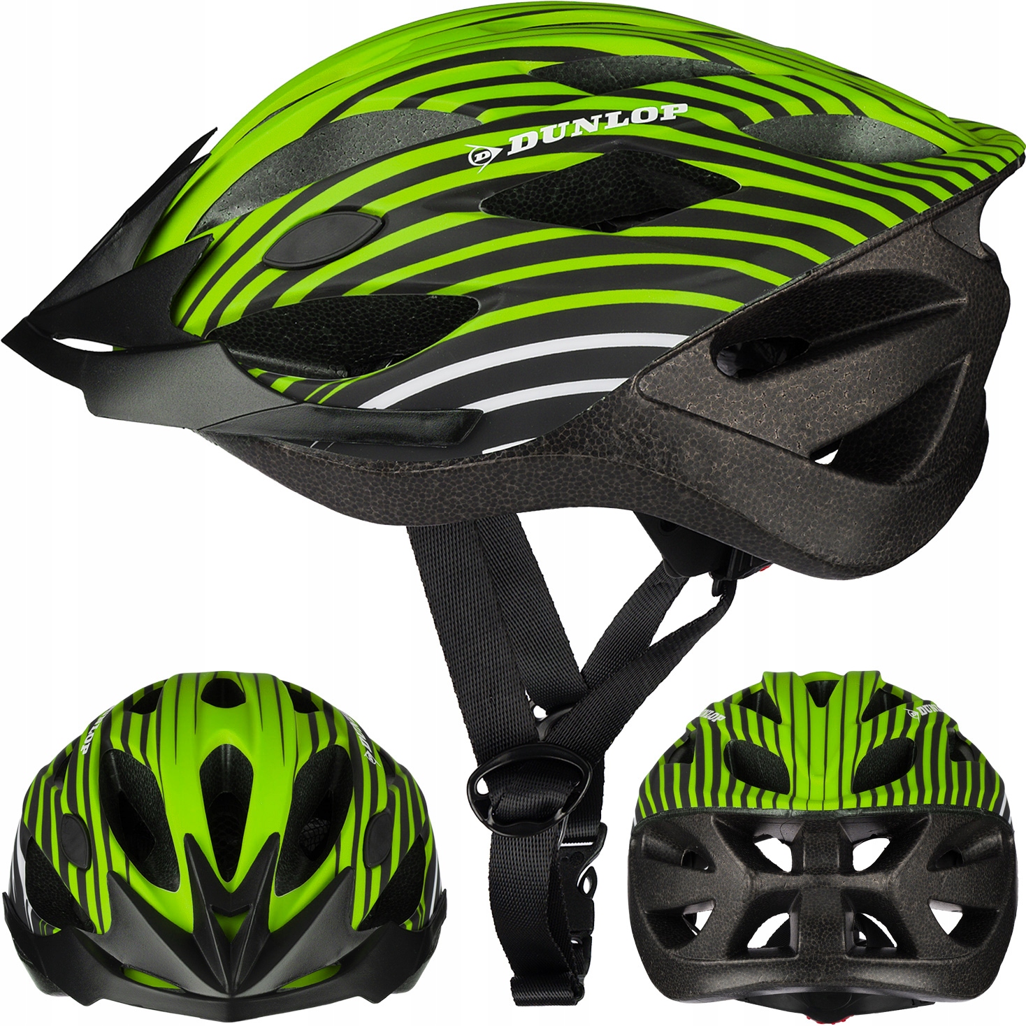 Dunlop Kask Rowerowy Regulowany Zielono-czarny r. M