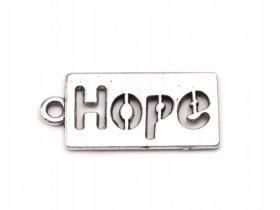 Zawieszka napis Hope 11x23mm platyna 1szt.