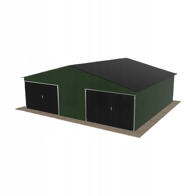 Plechová garáž 8x7 m dvoupolohová, dvoupolohová, zelená