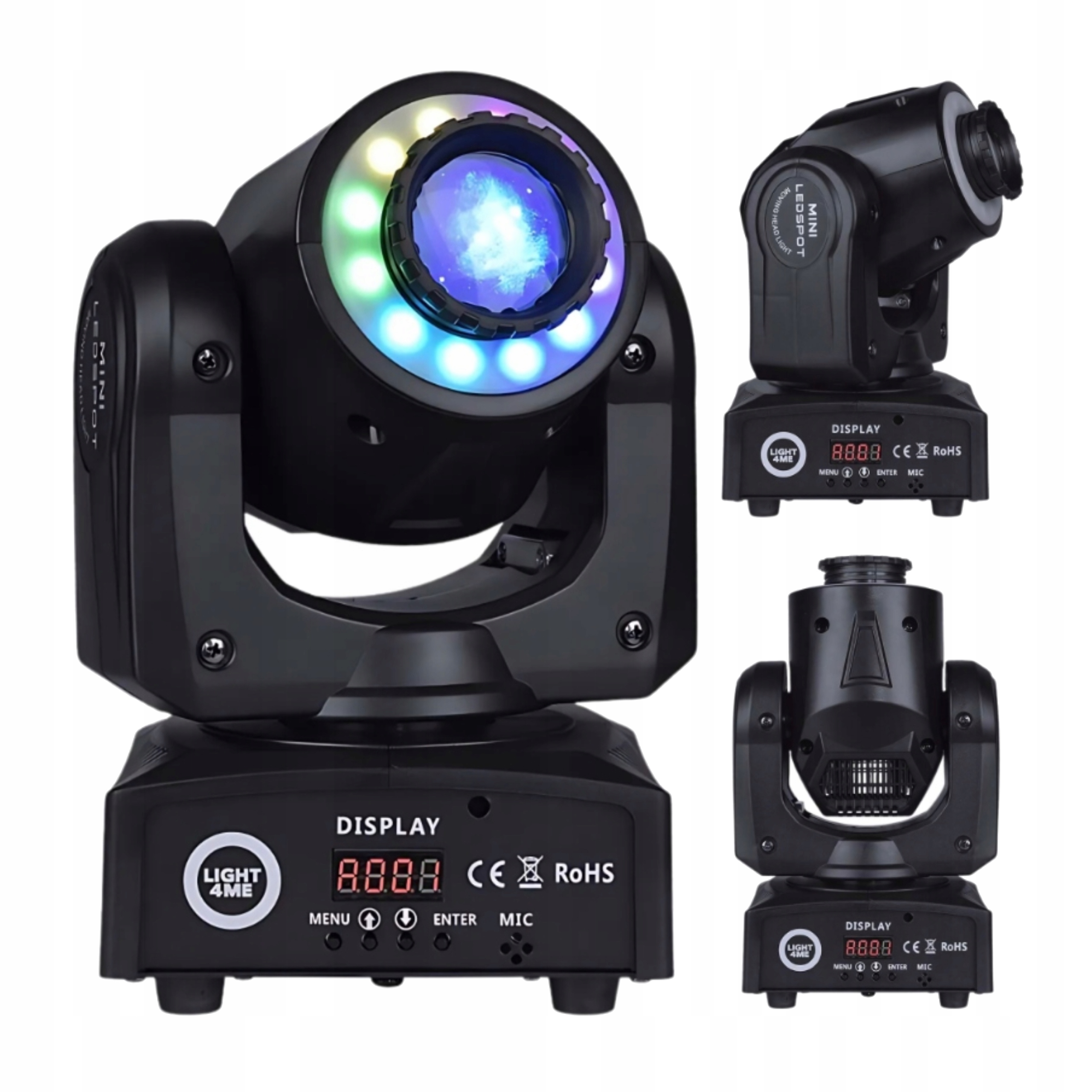 Głowa Ruchoma Led Mała Głowica Reflektor LIGHT4ME 30 Spot Ring 12 Diod Rgb