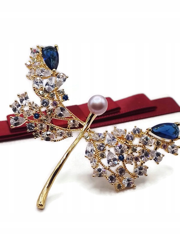 Luxusní Brož Přívěsek S Vážkou A Granátem Z 18K Zlata Gp Dárek Krabička