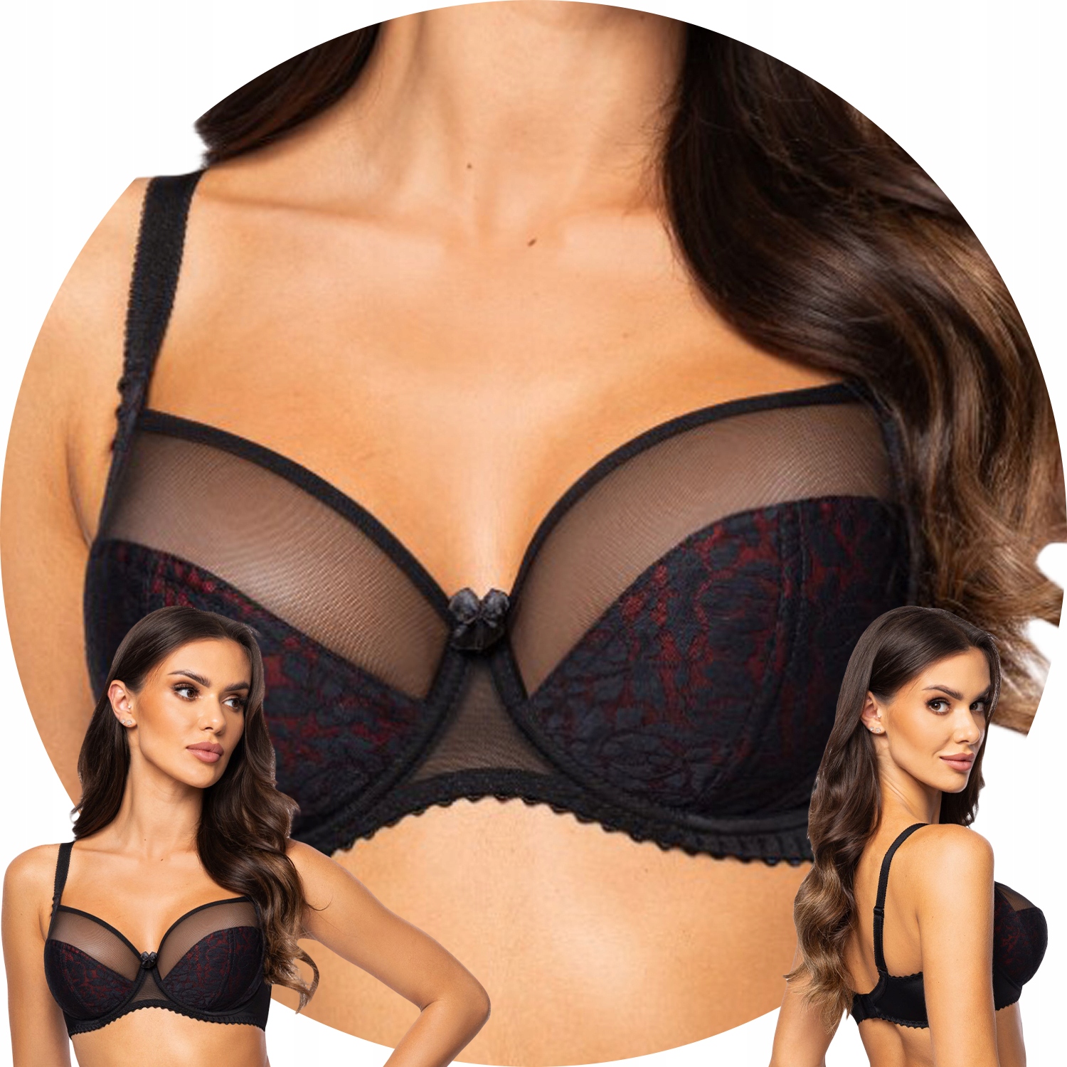 PariPari Laila Maxi černá červená krajka Podprsenka soft 100D Měkká