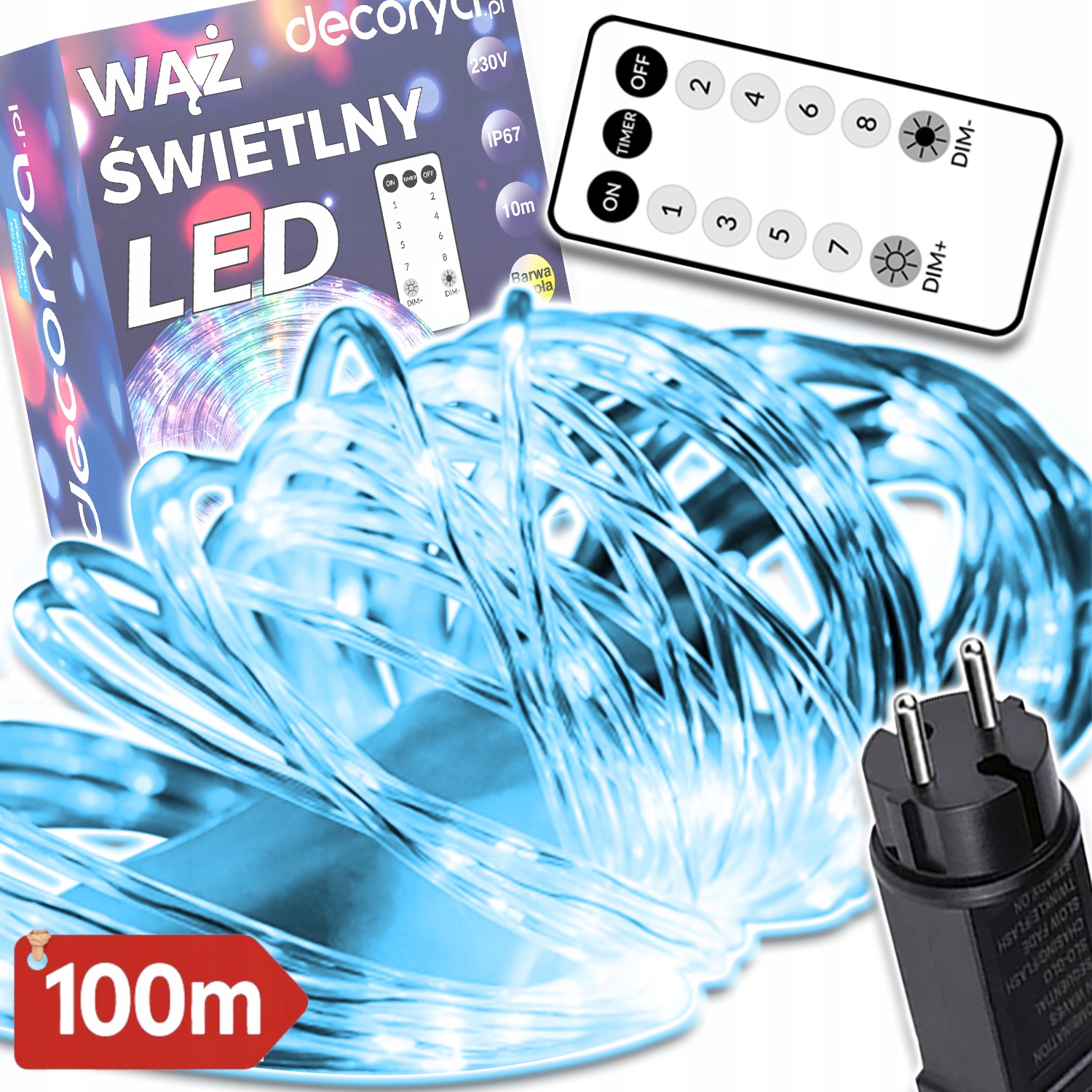 Led Světelný Ozdobný Had 100 M Kombinovaný Bezdrátový Dálkový Ovladač Bílý Studený