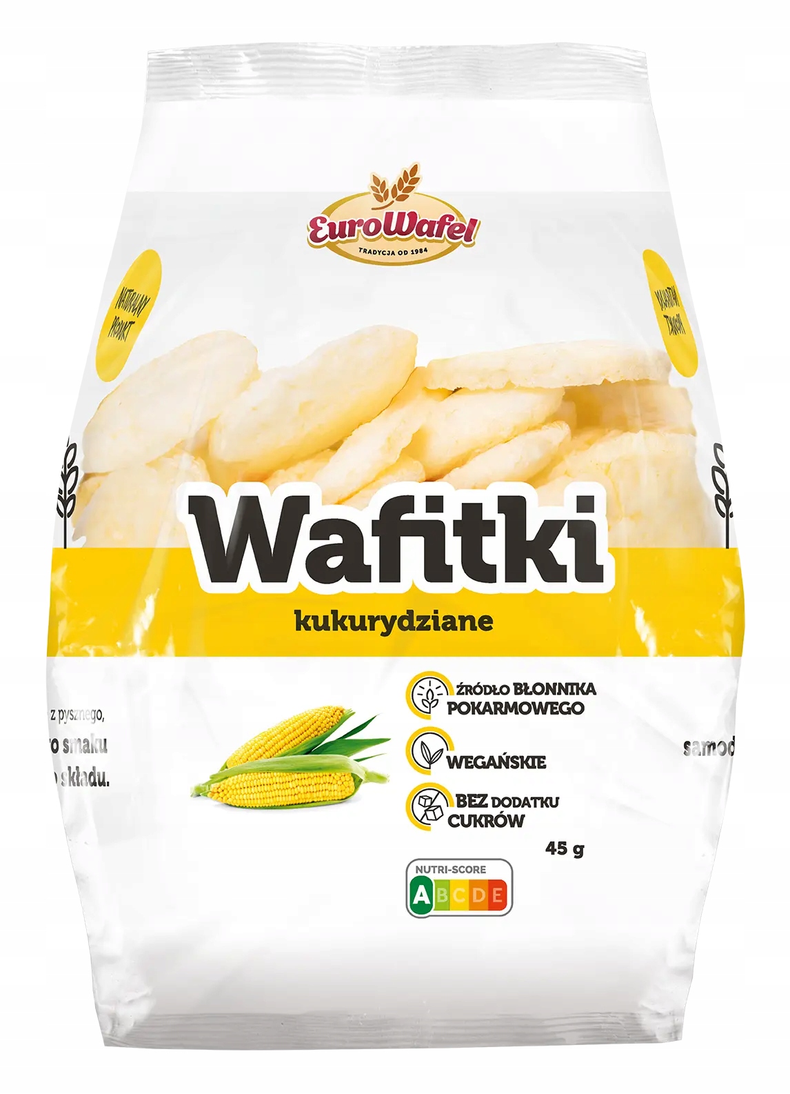 Levně Euro Wafel Kukuřičné vatičky Veganské bez přidaného cukru 45 g 18 ks