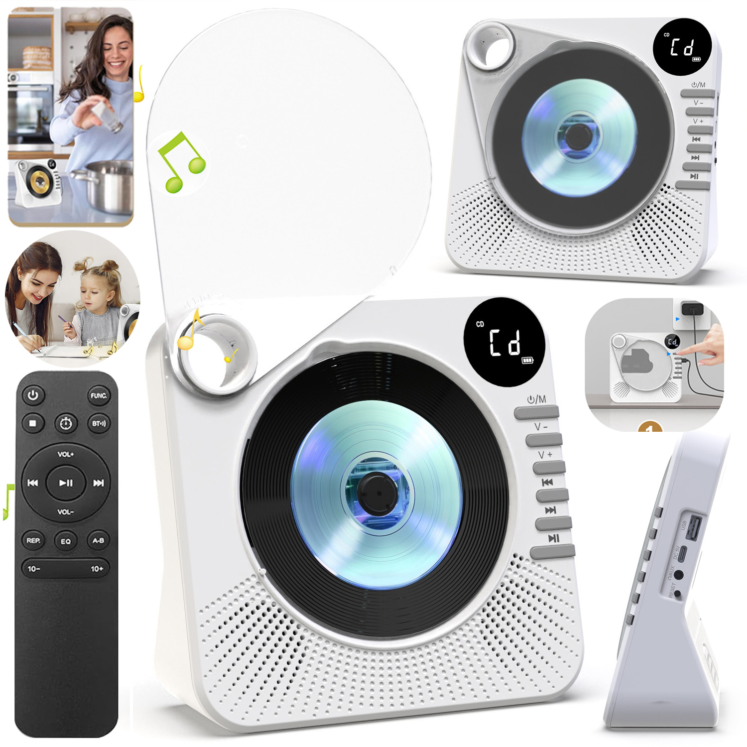 CD Přehrávač, Přenosné Rádio Fm, Bluetooth Stolní Přehrávač, Odolný