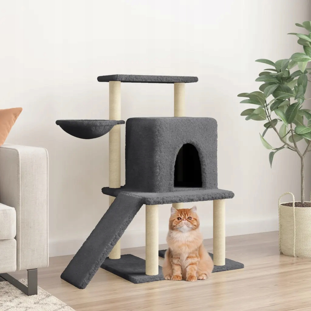 Levně Petrashop Škrabadlo pro kočky se sisalovými sloupky tmavě šedé 96,5 cm Šed