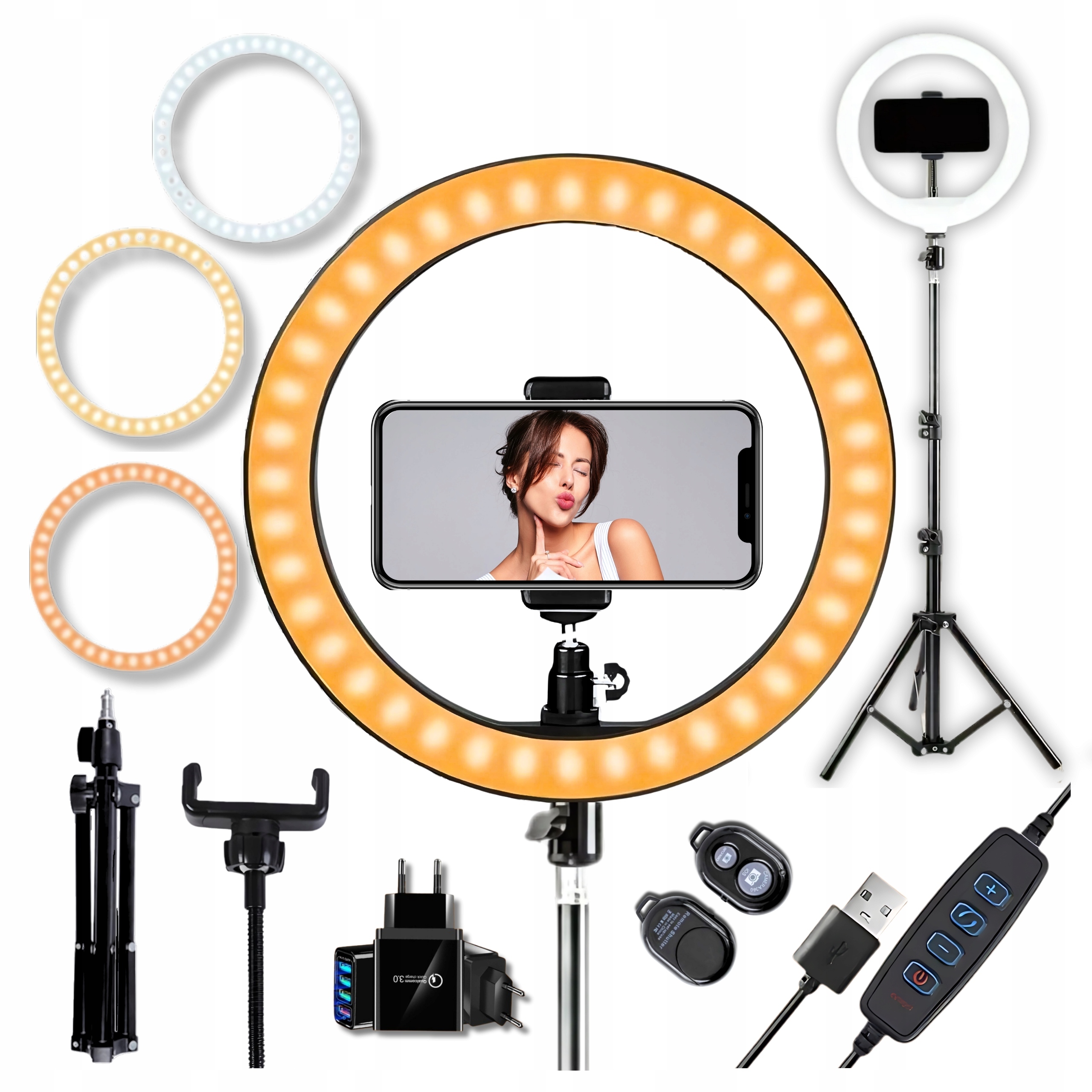 kruhová lampa Led ring stativ tik tok you tube twitch 30 cm 360° silný