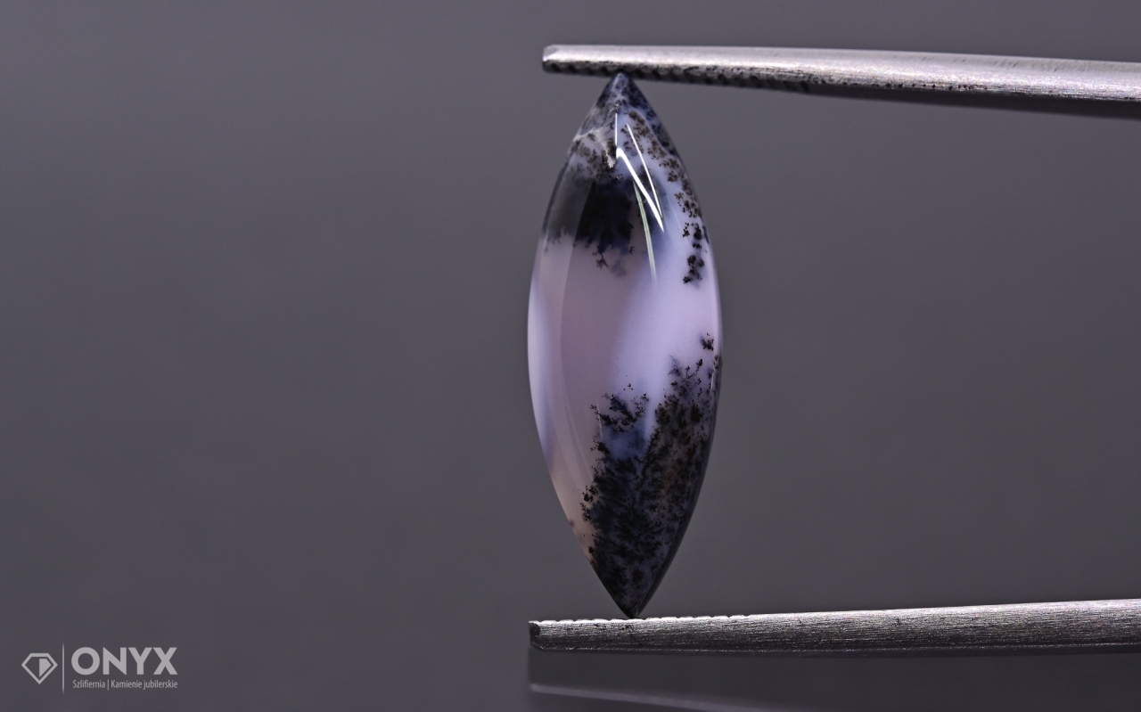 Dendritový achát z Turecka kabošon markýza 19,5x7 m