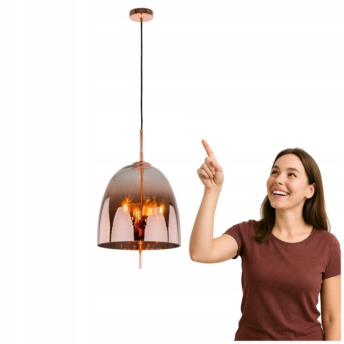 Moderní závěsná lampa Alan, měděná 3xE14, Italux