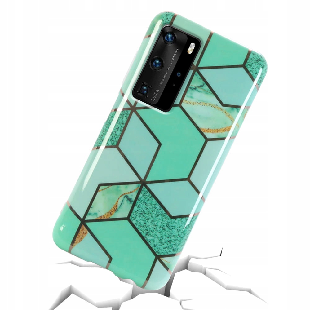 

Etui Zielone Marmur Gold do Huawei P40 Pro