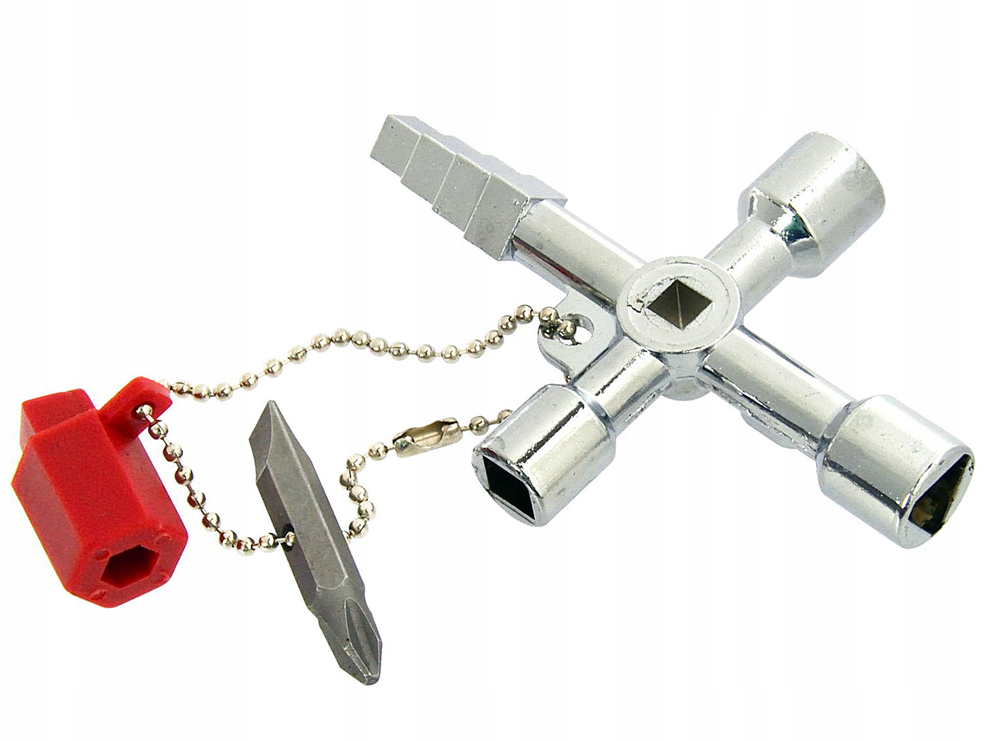 Klucz do Szafek Technicznych Uniwersalny 4w1 Kwadrat Trójkąt Bity Geko