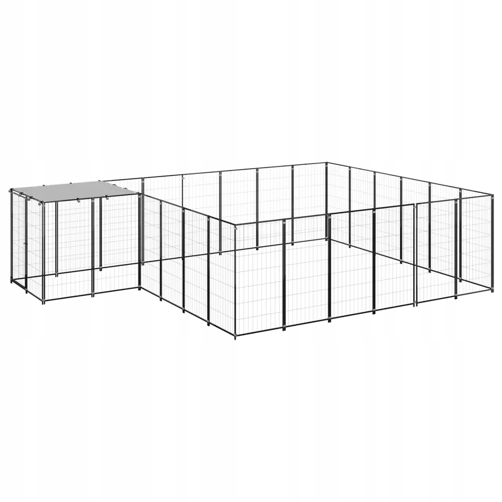 Levně Psí kotec černý 12,1 m² ocel