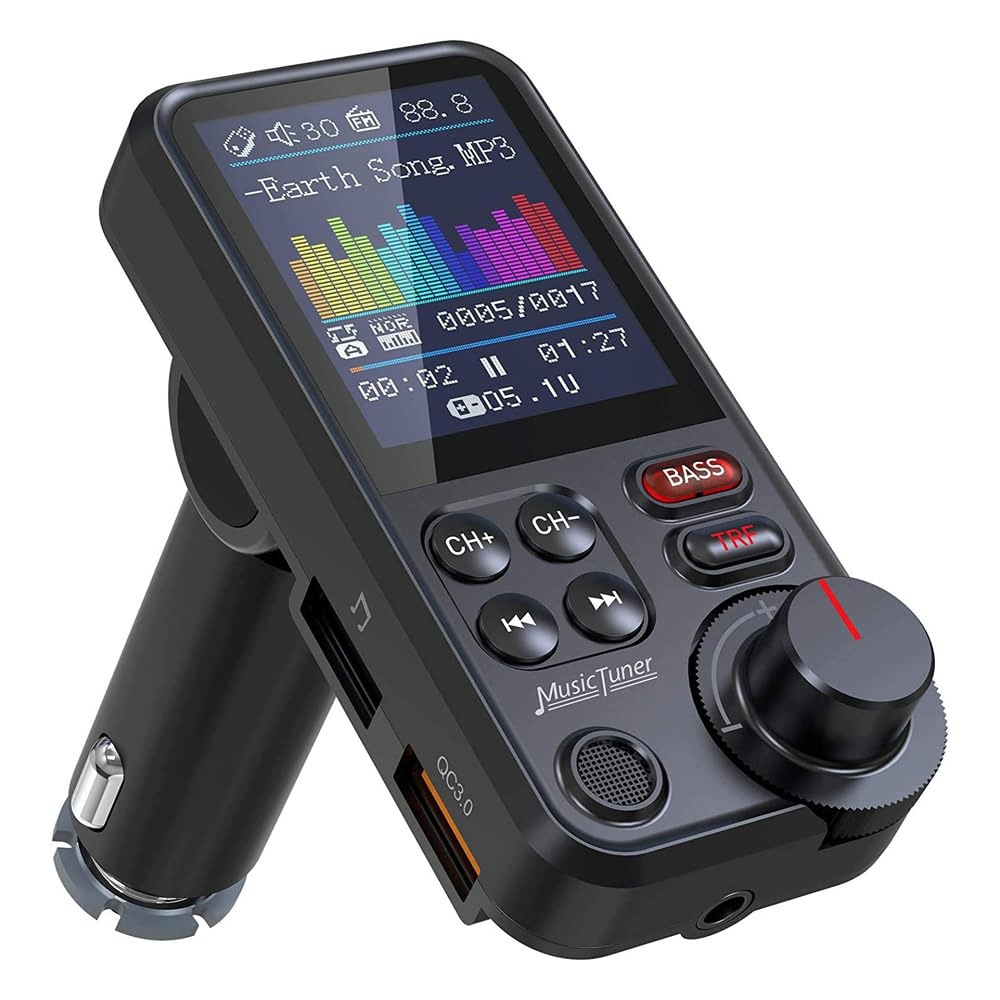 Bluetooth Vysílač 5.0 Fm Handsfree QC3.0 Sd Bass Velký LCD 24V