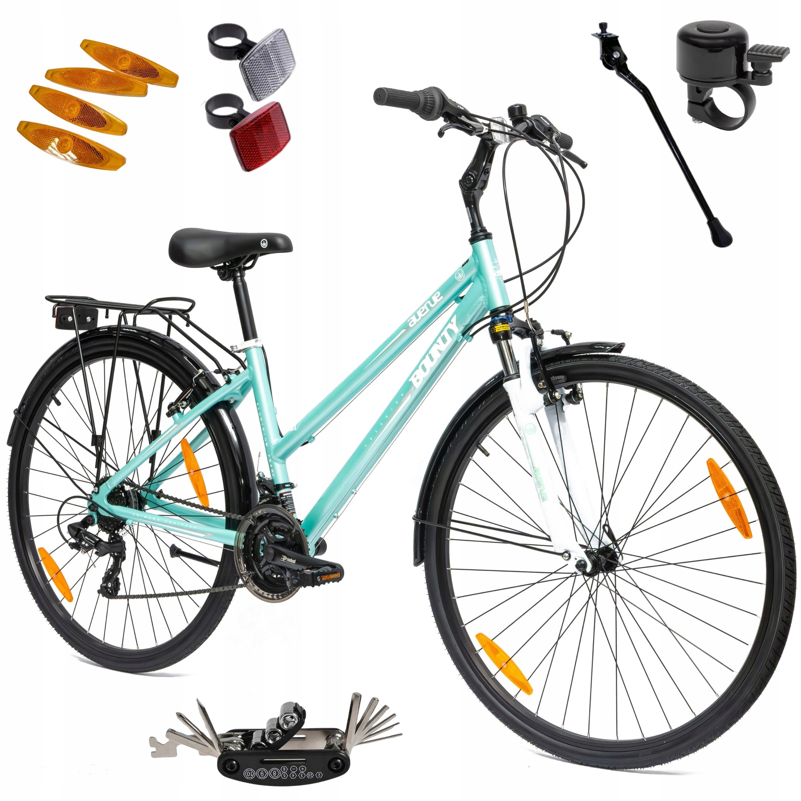 Rower Damski Trekkingowy 28" Alu Shimano Turystyczny Dzwonek Stopka