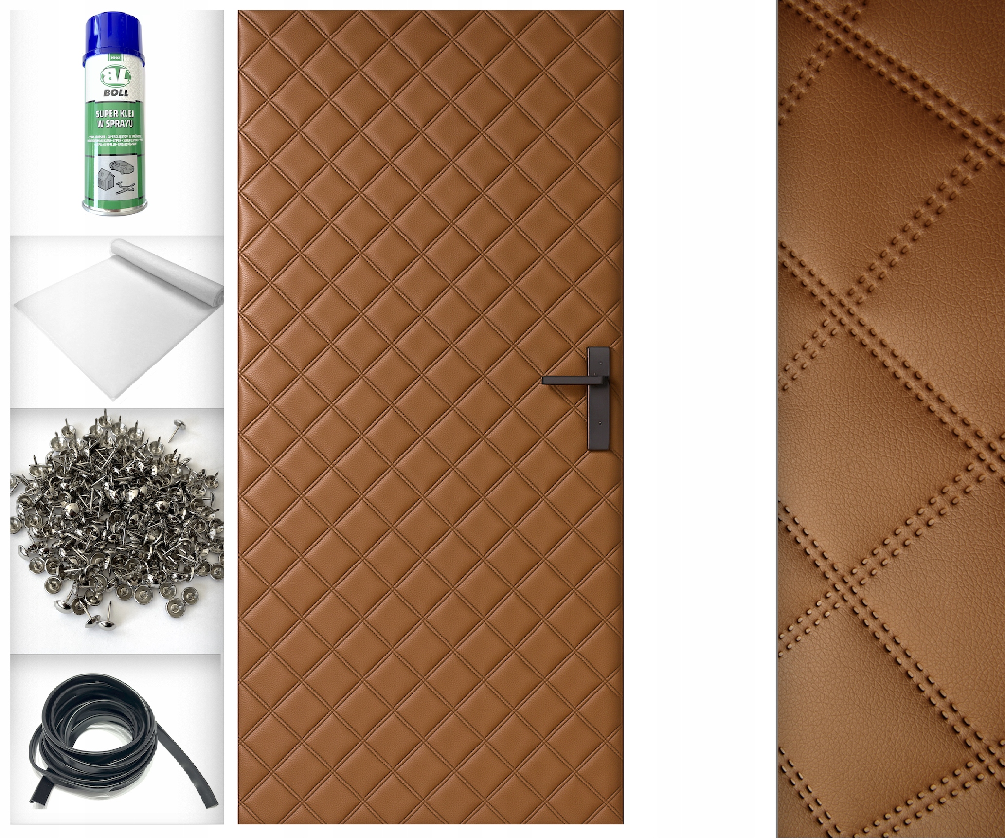 Hnědá 115x215 Dveřní Čalounění Potah na dveře Prošívaný Příslušenství